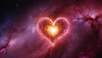 a heart formed by stars and nebulae in space. with different shades of pink, purple and white, creating a bright contrast against the dark space. Romance, Valentine's Day, Birthday Concept