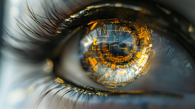Android or cyborg woman bionic eye