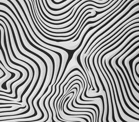 4d very thick black color line on white minimalist moiré pattern - obrazy, fototapety, plakaty