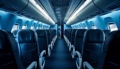 Naklejka premium View of modern airplane cabin
