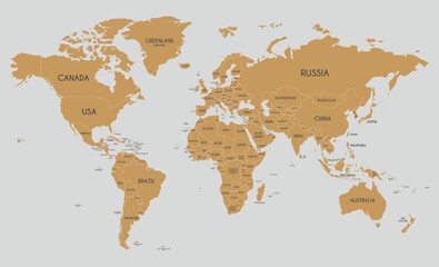 Fototapeta na wymiar Political World Map vector illustration. Editable and clearly labeled layers.