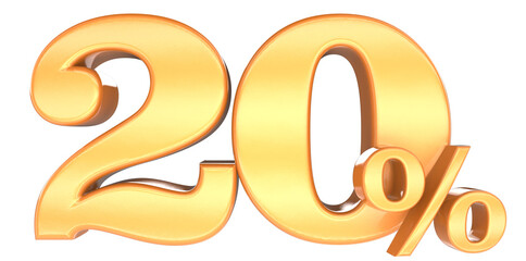 20 percent 3d rendering gold metal discount