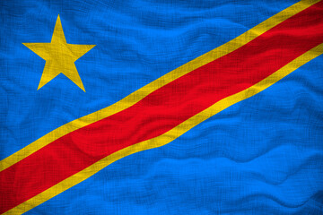 National flag  of Congo Democratic Republic. Background  with flag  of Congo Democratic Republic