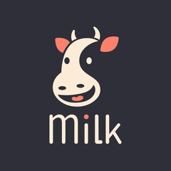 Cow milk vector logo template. Great for label, sticker, advertisement, branding.