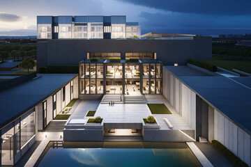 Fototapeta premium Architectural Evolution: The Unfolding Story of Modern Design. generative AI.