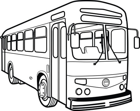 City bus coloring page black and white bus outline vector illustration of modern bus