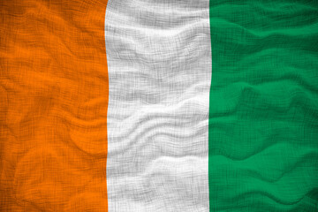 National flag  of Ivory Coast. Background  with flag  of Ivory Coast
