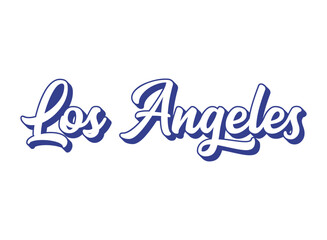 Handwritten word Los Angeles. 3D vintage, retro lettering for poster, sticker, flyer, header, card, clothing
