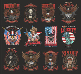 American colorful vintage set flyers