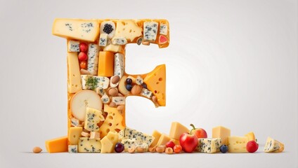 Cheese and fruit, alphabet, letter F company logo