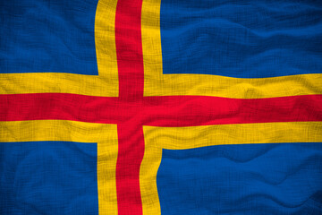 National Flag of Åland Islands. Background  with flag  of Åland Islands.