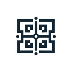 square connection logo vector illustration template design