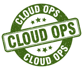 cloud ops stamp. cloud ops label. round grunge sign