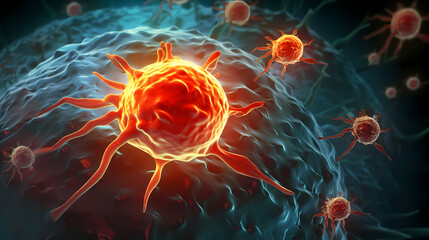Virus cells abstract science concept, medical research background