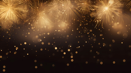Naklejka premium Happy New Year, burning fireworks with bokeh light background