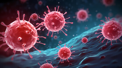 Virus cells abstract science concept, medical research background