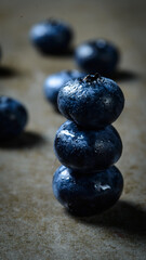 Still life with blueberries. Dark style