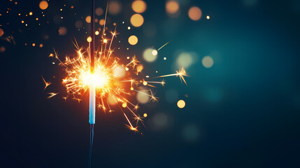 Obraz premium Happy New Year, burning fireworks with bokeh light background