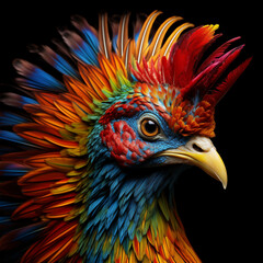 chichken colorful, head, rainbow