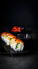 Still life from sushi. Dark and moody style