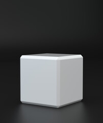 Fototapeta premium White cube on black background. Studio background