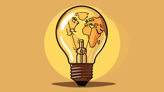 Lightbulb with a globe filament showcasing the enlightenment and global awareness gained through education .simple isolated line styled vector illustration
