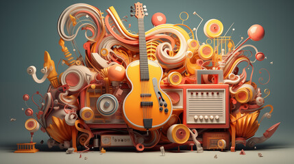music 3d illustration