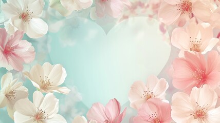 Mother's Day Pastel Floral Heart Background

