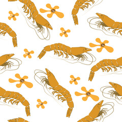 shrimp seamless patteren vector, vannamei , 