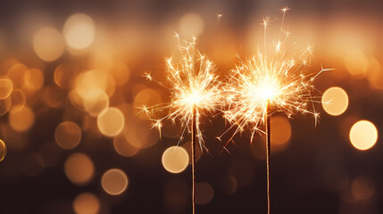 Beautiful creative holiday background with fireworks and sparkles - obrazy, fototapety, plakaty