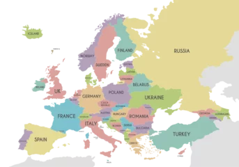 Political Europe Map vector illustration isolated on white background. Editable and clearly labeled layers. © asantosg