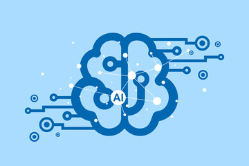 Artificial intelligence, Brain neural circuit line style, Machine learning design, AI. network inside smart devices or electronic gadgets, Technology connected to life, Digital symbol background.