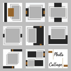 9 photo collage template. vector illustration, new collections
