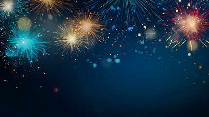 Obraz premium Beautiful creative holiday background with fireworks and sparkles