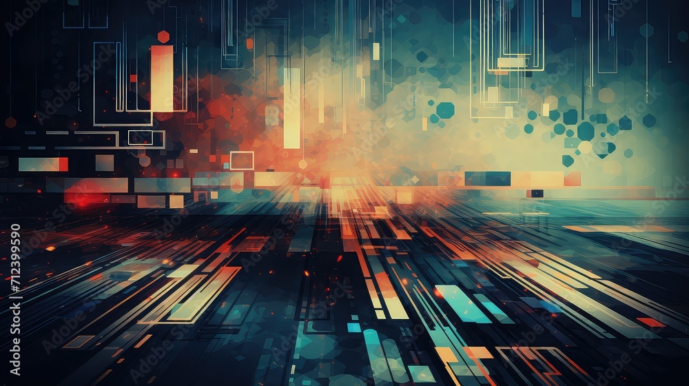 Wall mural computer graphic technology background illustration software hardware, animation web, interface rast