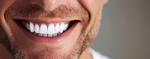 Fototapeta premium White smile of young man showing healthy tooth and mouth dentistry in dental care background happy face with clean whitening cheerful beauty laughter perfect fresh oral health handsome guy in clinic