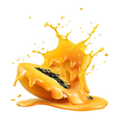 realistic yellow mango Juice splash,mango papaya fruits liquid splash, summer tropical fruit juice fresh juice splash