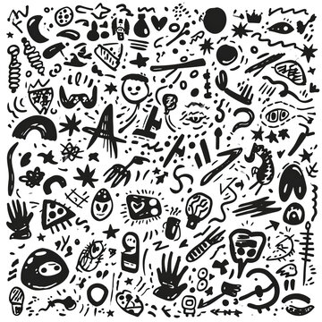 Doodle Marker hand drawn shapes vector illustration