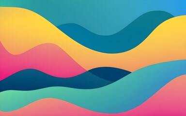 Pink Blue White Yellow Gradient Liquid Wave Abstract Background, illustration