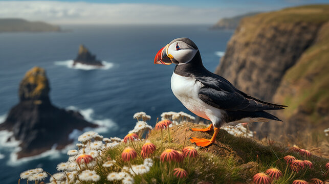 bird puffin or common puffin , Generate AI
