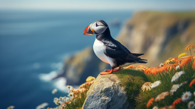 bird puffin or common puffin , Generate AI