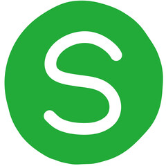 white letter s in a green circle