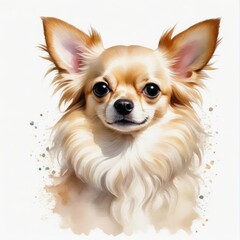 Watercolor cream chihuahua dog
