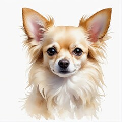 Watercolor cream chihuahua dog