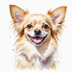 Watercolor cream chihuahua dog