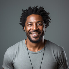 Obraz premium Portrait Happy Smile African American Man under photo studio light