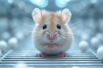 Curious Rodent: A cute little mouse with a fluffy coat, showing off his inquisitive and adorable personality.