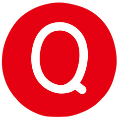 White letter q in a red circle 