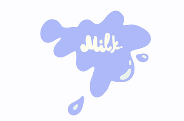 Milk letters splash blue colour flat design drops