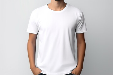 Woman in White Tshirt Mockup created with Generative AI